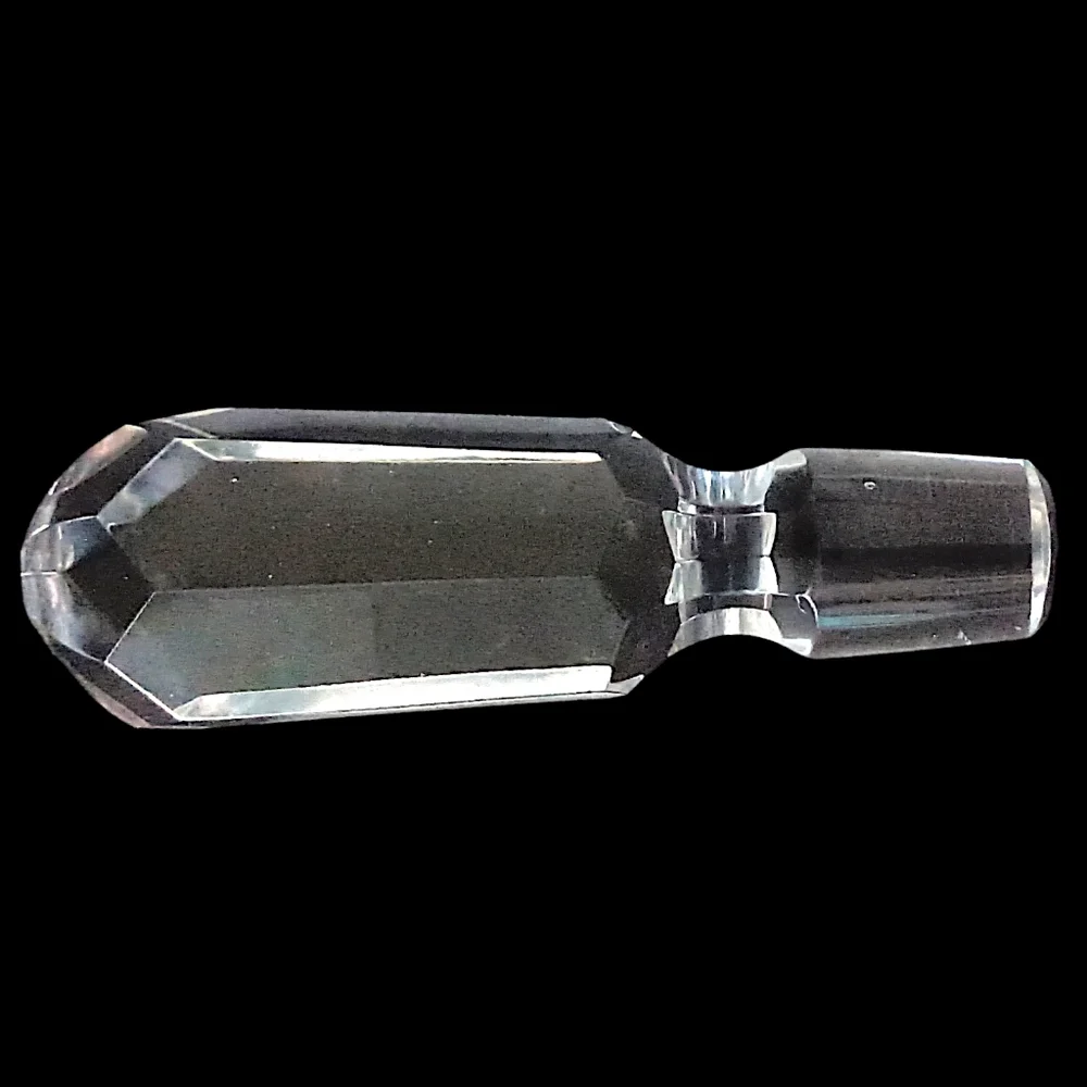 Vintage Hand Cut Crystal Bottle Stopper Wine Cork Clear Heavy Mid Century Modern